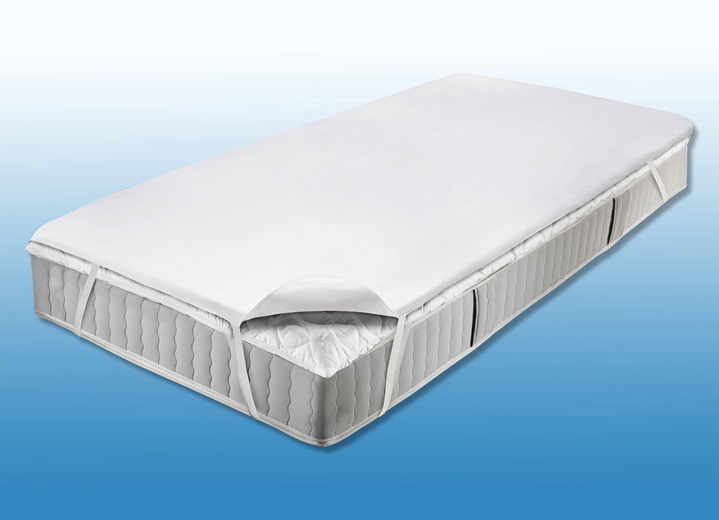 - Molton topper beschermpad van Biberna, in Größe 130 (70/140 cm) bis 138 (180/200 cm), in Farbe WIT