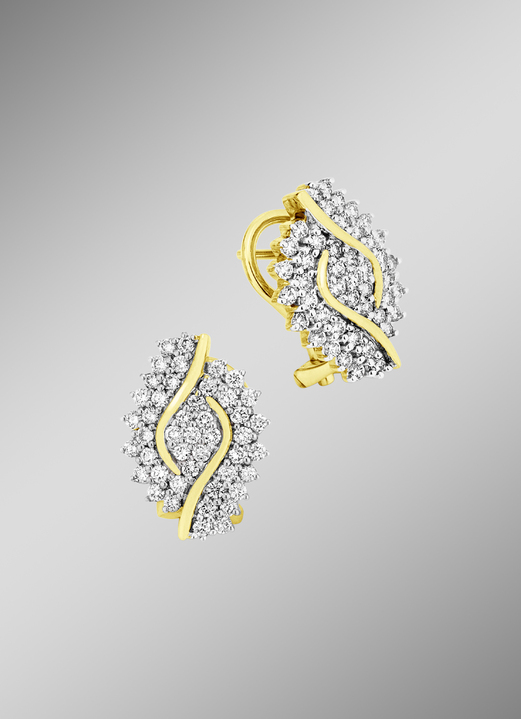 Oorbellen - Fascinerende clipconnectoren met 45 briljant geslepen diamanten, in Farbe  Ansicht 1