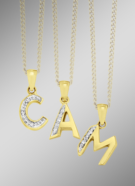 Hangers - Letter-kettinghanger met diamant, in Farbe , in Ausführung Letter A Ansicht 1