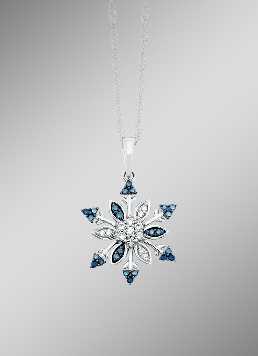 Hangers - Sneeuwvlokhanger met witte en blauwe diamanten, in Farbe  Ansicht 1