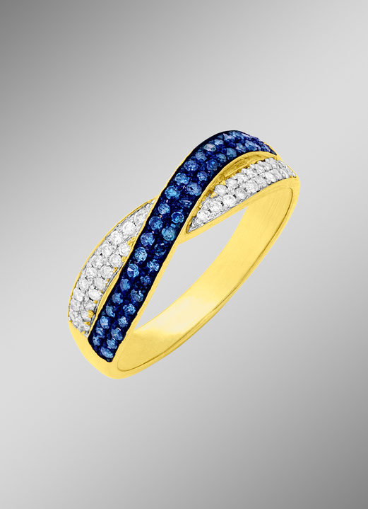 Ringen - Damesring met witte en blauwe diamanten, in Größe 160 bis 220, in Farbe  Ansicht 1