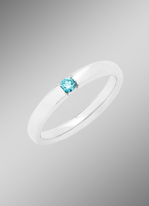 Ringen - Fijne damesring met diamant, in Größe 160 bis 220, in Farbe BLAUW Ansicht 1