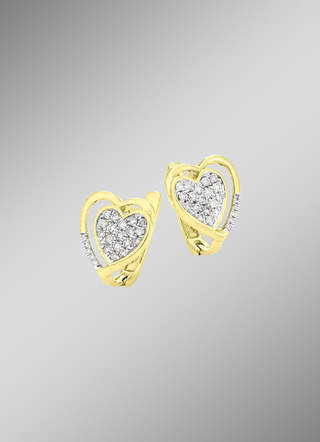 Romantische hart hoepel oorbellen met diamanten