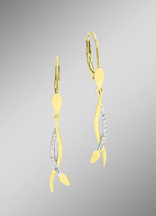 Oorbellen - Moderne slangenoorknopjes met diamanten, in Farbe  Ansicht 1
