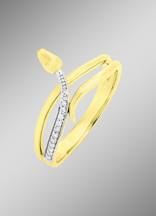 Ringen - Moderne snake damesring met diamanten, in Größe 160 bis 220, in Farbe  Ansicht 1