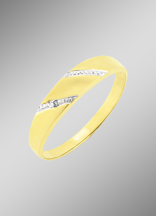 Ringen - Glanzende en gesatineerde damesring met diamant, in Größe 160 bis 220, in Farbe  Ansicht 1