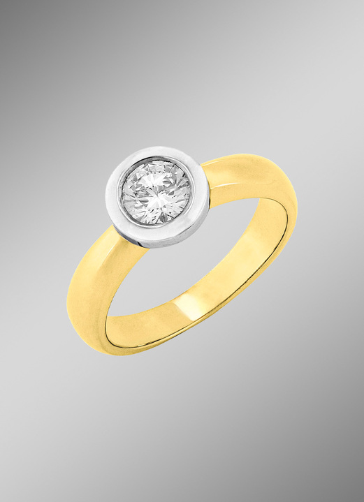 Ringen - Elegante damesring in bicolor met diamant, in Größe 160 bis 220, in Farbe  Ansicht 1