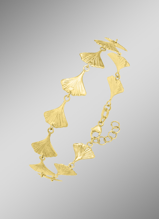Gematteerde armband met geluksbedel ginkgo blad