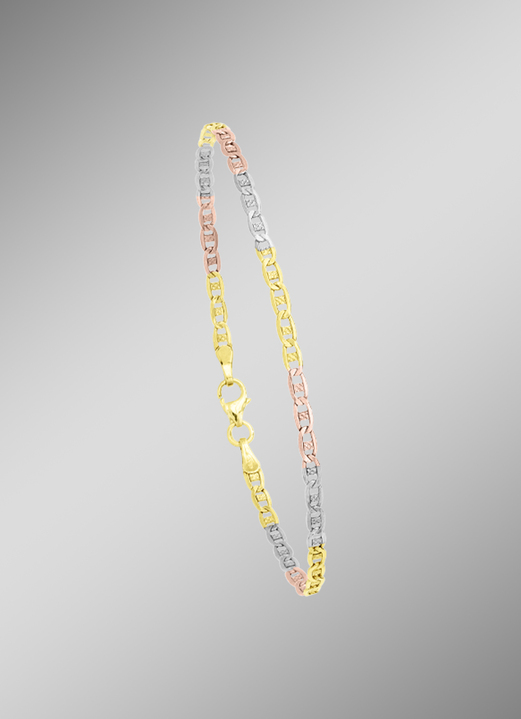 Halskettingen - Elegant in driekleur, met karabijnhaak, in Farbe , in Ausführung Armband, 19 cm lang Ansicht 1