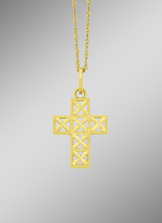 Gouden opengewerkte kruis hanger