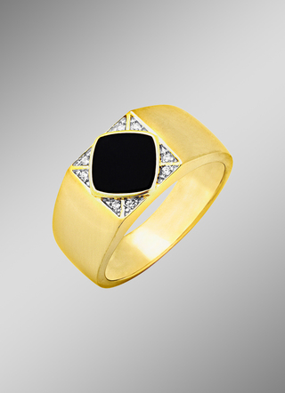 Herenring met echte onyx
