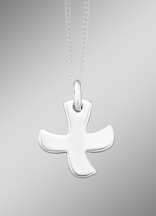 - Moderner Taizé-Kreuz-Anhänger aus Silber, in Farbe  Ansicht 1