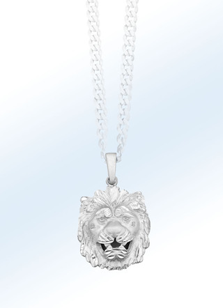 Diamond Lion's Head Hanger gemaakt van zilver