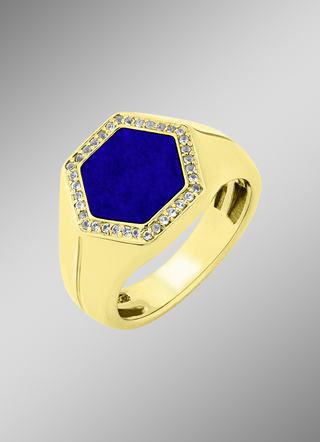 Herenring met witte topaas en lapis lazuli