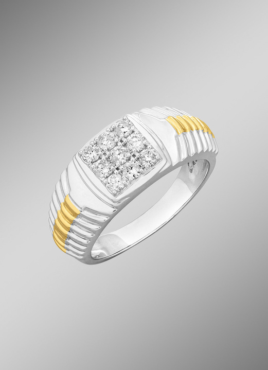 Ringen - Hoogwaardige herenring in bicolor met diamanten, in Größe 180 bis 240, in Farbe  Ansicht 1
