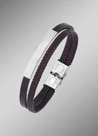 Moderne leren armband met roestvrij staal