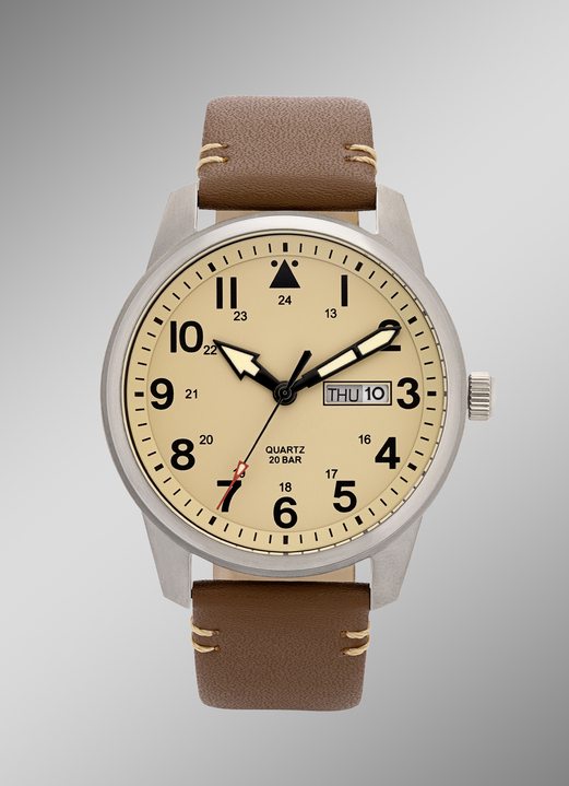 Kwartshorloges - Para Quartz herenhorloge in pilotenlook, in Farbe  Ansicht 1