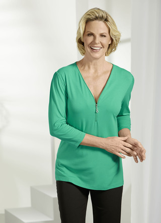 shirt met rits op de V-hals