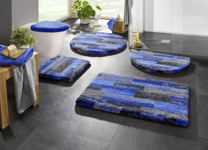 Badmatten - Badkamerset in superzachte kwaliteit, in Größe 100 (Matje, halfrond 50/80 cm) bis 112 (Toiletdekselafdekking 47/50 cm), in Farbe BLAUW Ansicht 1