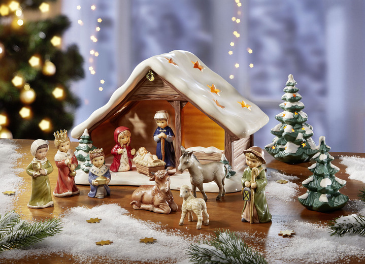 - Winterkerststal gemaakt van fijn steengoed, in Farbe MULTICOLOR, in Ausführung Kerststal Ansicht 1