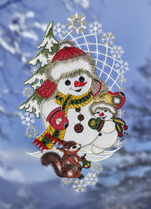 Raamdecoraties - Etalage Sneeuwmannen en Eekhoorns, in Farbe MULTICOLOR