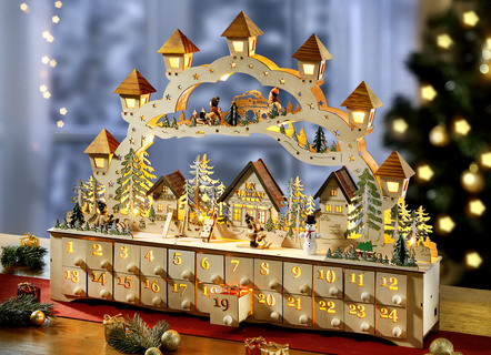 Verlichte adventskalender van hout