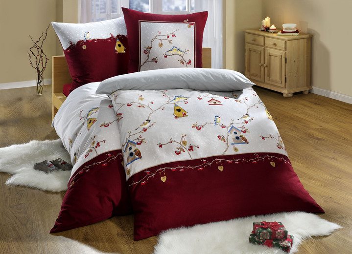 - Beddengoedset van fijne vlaskwaliteit, in Größe 112 (80/80 cm + 135/200 cm) bis 115 (80/80 cm + 155/220 cm), in Farbe ROOD