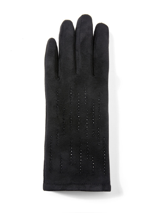 Handschoenen - Handschoen met elegante, sprankelende glitterapplicaties Handschoenen - Handschoen met elegante, sprankelende glitterapplicaties, in Farbe ZWART