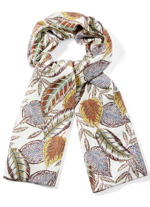 Sjaals - Sjaal met speels herfstbladerenontwerp, in Farbe ECRU-MULTICOLOR