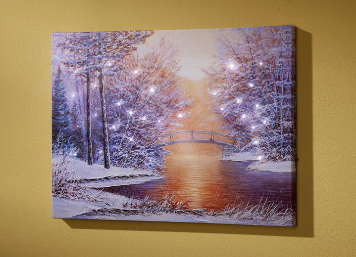 - Canvas LED-foto op batterijen op houten frame, in Farbe WIT-BLAUW