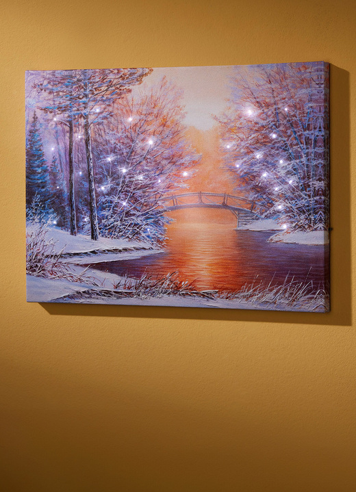 - Canvas LED-foto op batterijen op houten frame, in Farbe WIT-BLAUW