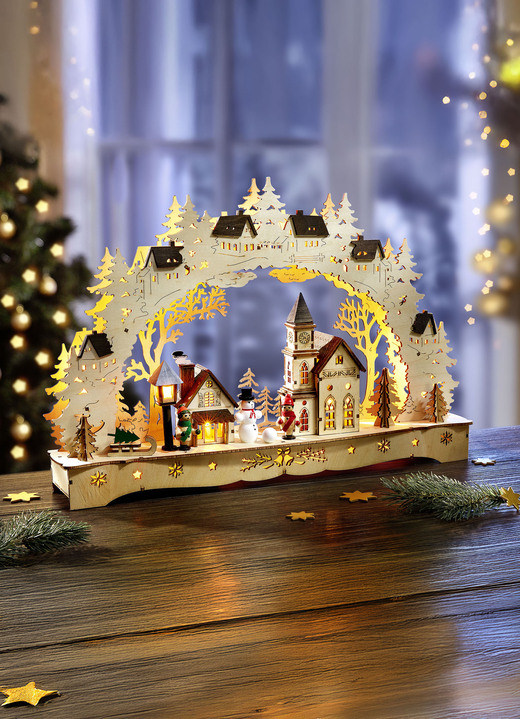 Kerstdecoraties - Kaarsenboog met LED-verlichting, in Farbe BRAUN-NATUR
