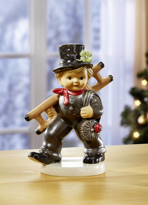 Goebel-Figuren - Schornsteinfeger mit Kleeblatt und Kristall-Stein von Goebel, in Farbe SCHWARZ-ROT