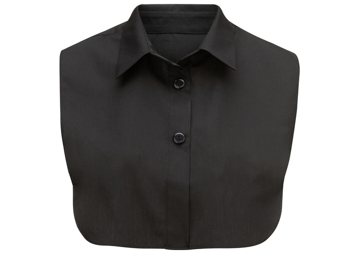 Korte mouw - Klaus-modellen, damesblousekragen, gemaakt van fijne poplin Korte mouw - Klaus-modellen, damesblousekragen, gemaakt van fijne poplin, in Größe 1 (38-42) bis 3 (48-52), in Farbe ZWART