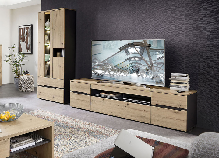 - Woonkamermeubel met softclose, in Farbe ART.OAK-GR., in Ausführung TV-longboard