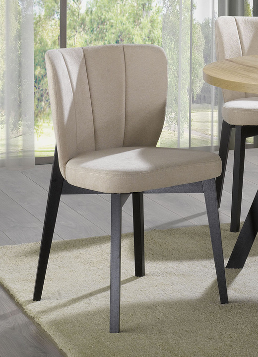 Stoelen & zitbanken - Tulp eetkamermeubel met stoffen bekleding, in Farbe BEIGE-ZWART, in Ausführung Tulpenstoelen, set van 2 Ansicht 1