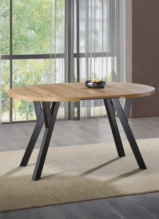Eettafel met verlengstuk op massief beukenhouten poten