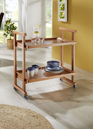 Massief beukenhouten serveerwagen