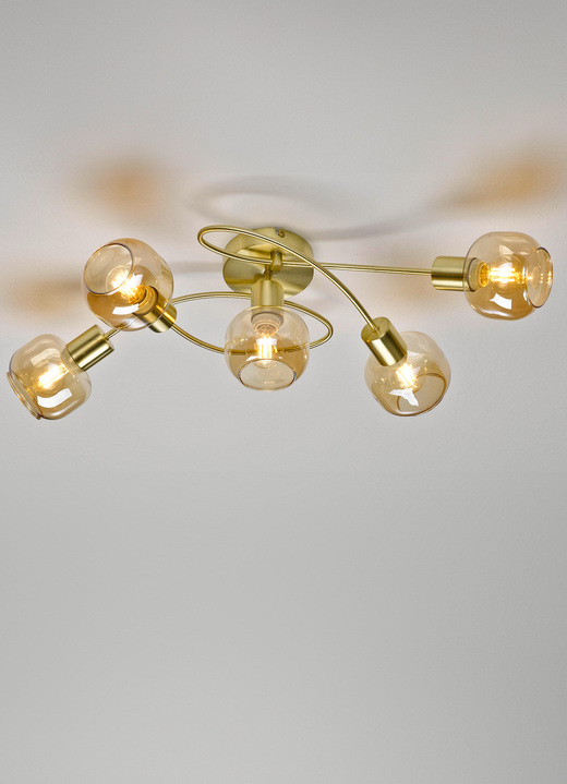 Plafondverlichting - Stijlvolle plafondlampen met getint glas, in Farbe MESSING, in Ausführung Plafondlamp, 4 lampen Ansicht 1