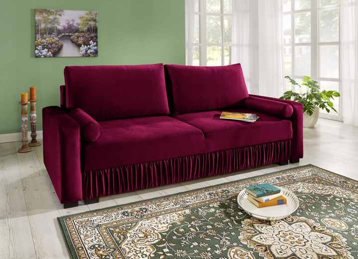 Slaap sofa`s - Slaapbank met 2 rugkussens, in Farbe ROOD Ansicht 1