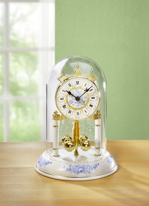 Horloges - Slingerklok met porseleinen voet, in Farbe GOUD-WIT