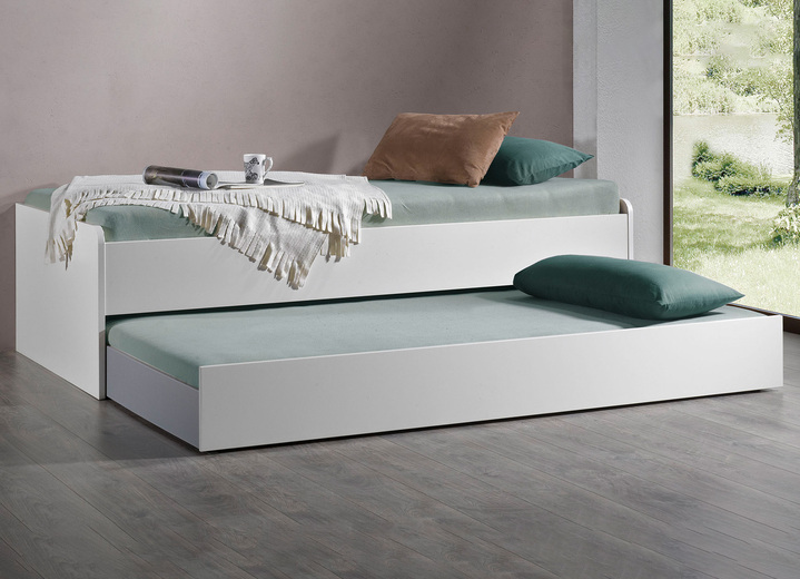 Slaapkamerkasten - Bed met 2 lades, in Farbe WIT, in Ausführung bed met uitschuifbare bedbox Ansicht 1