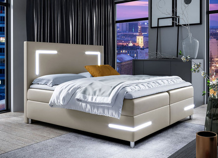 Boxspringbed met LED-verlichting en topper