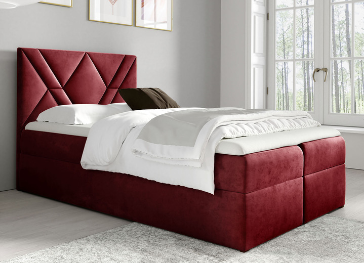 - Boxspringbed met nachtkastje en topmatras, in Farbe ROOD