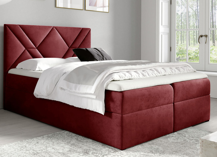 Boxspring - Boxspringbed met nachtkastje en topmatras, in Farbe ROOD