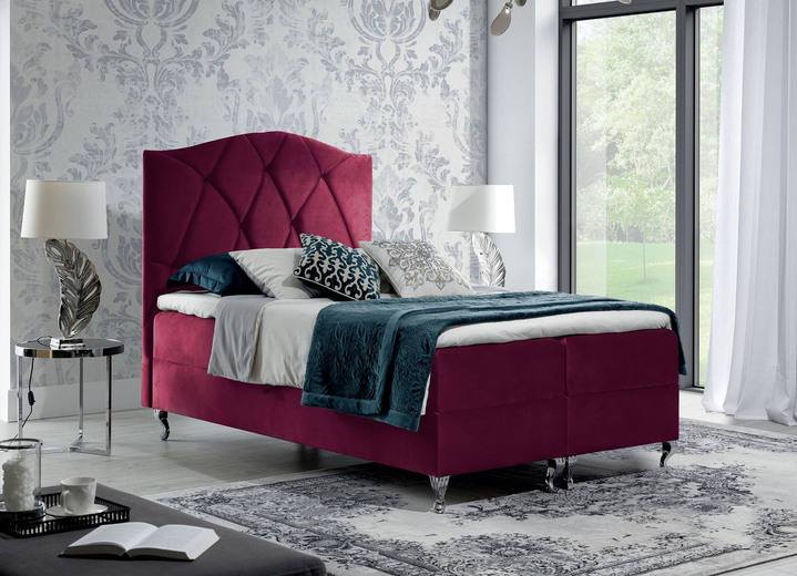 - Boxspringbed met nachtkastje en topmatras, in Farbe ROOD