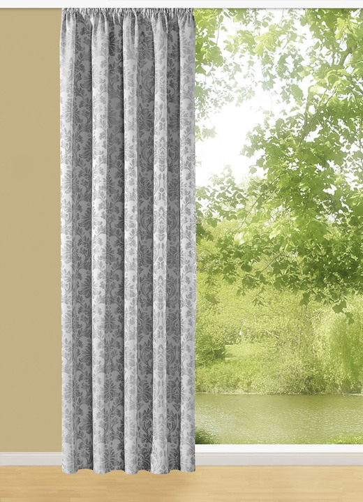 Klassisch - Blickdichte Übergardine mit Universalschienenband, in Größe 358 (H 145 x B 140 cm) bis 456 (H 245 x B 140 cm), in Farbe SILBER Ansicht 1