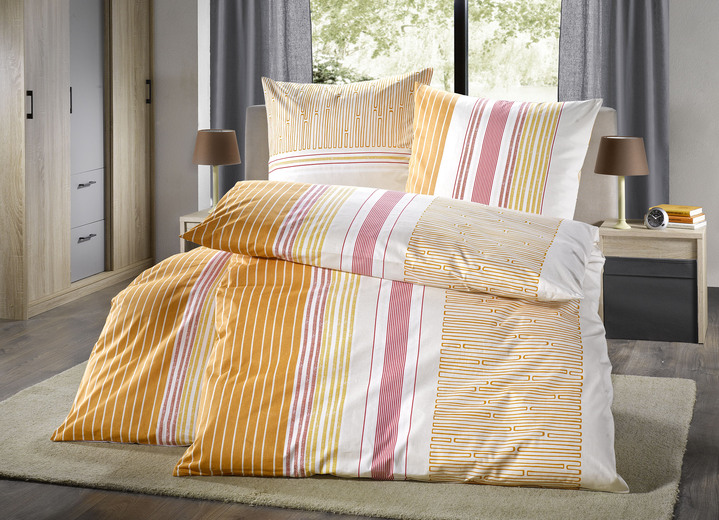 Beddengoed - Beddengoedset van 100% katoen, in Größe 112 (80/80 cm + 135/200 cm) bis 115 (80/80 cm + 155/220 cm), in Farbe PERZIK Ansicht 1