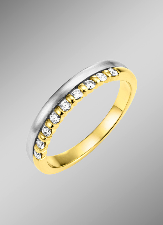 - Damesring in bicolor met diamanten, in Größe 160 bis 220, in Farbe  Ansicht 1