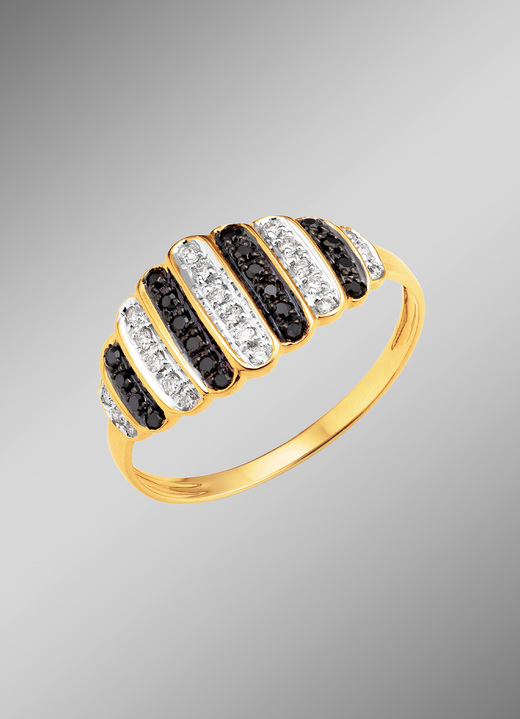 Ringen - Damesring met zwarte diamanten, in Größe 160 bis 220, in Farbe  Ansicht 1